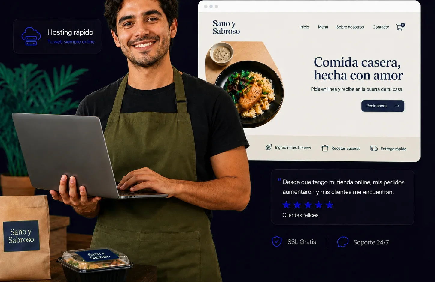 Emprendedor boliviano con la tienda online de su negocio alojada en HostingBolivia.bo